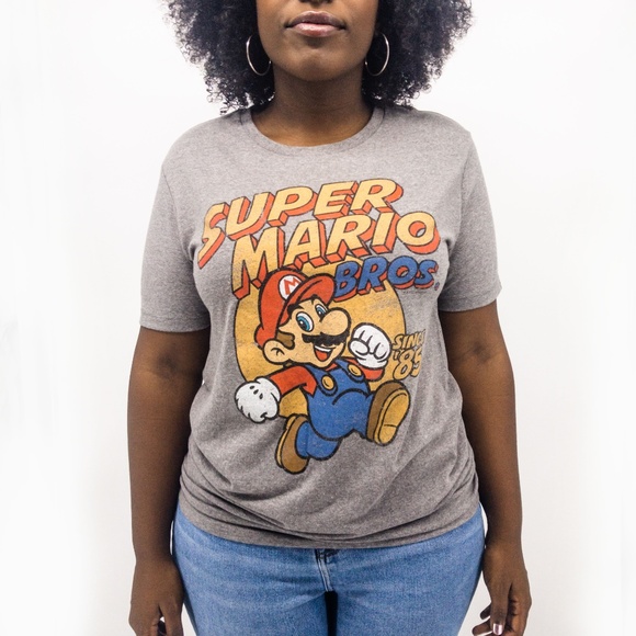 Old Navy Tops - Old Navy : Gray Super Mario Bros Graphic Tee NWT